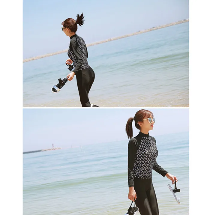 Rashguard женский купальный костюм из лайкры женский купальник для серфинга Бикини Топ корейский длинный рукав брюки Maillot De Bain Femme