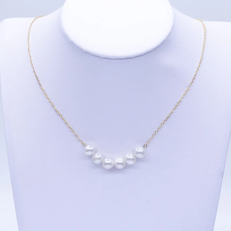 100% настоящая 18k AU750 золотая цепочка для ключицы жемчужное ожерелье женщин девочек