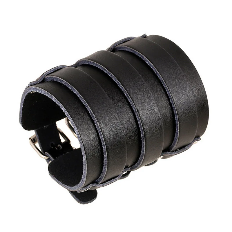 Винтажный кожаный браслет и мужской широкий Браслет-манжета в стиле панк-рок