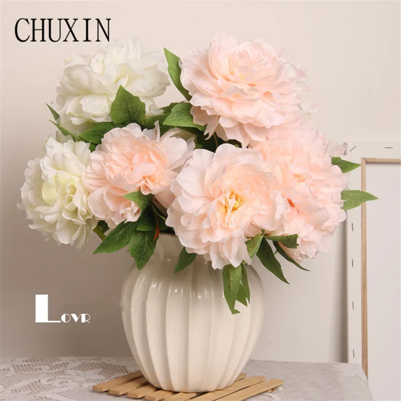 5 голов большой пион искусственные цветы высококачественный Шелковый свадебный