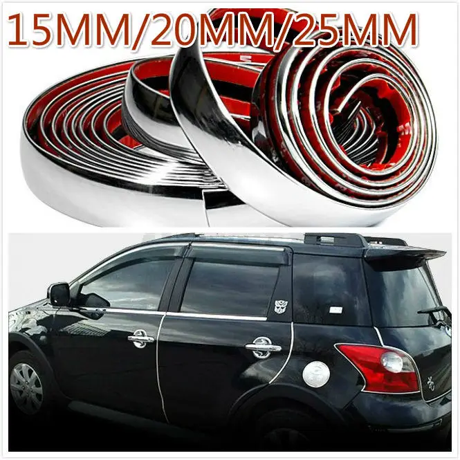 15 м DIY автомобиля Стайлинг двери литье отделка стикер хромированная полоса мм 20 25
