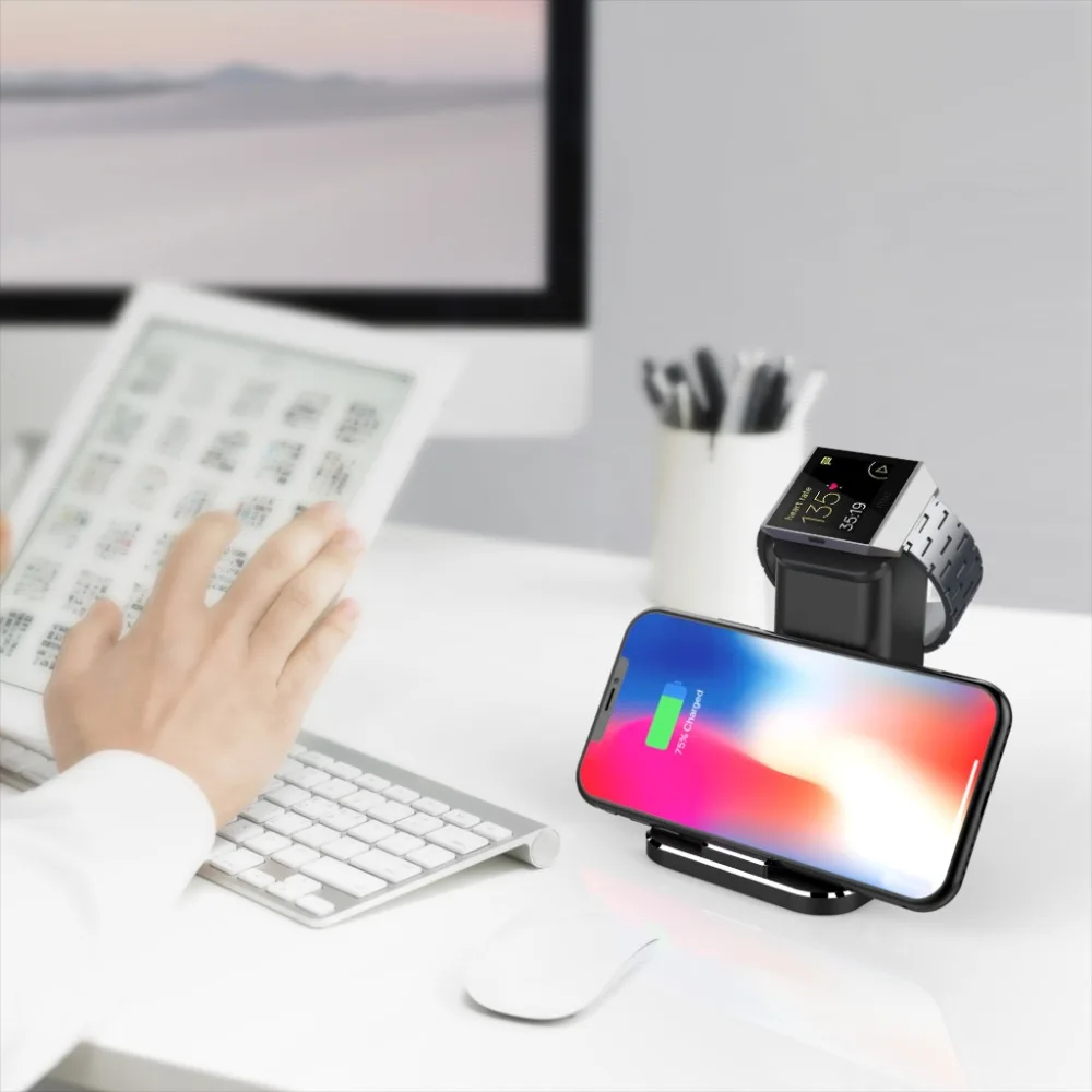 Fitbi T зарядное устройство XUNMEJ 2 в 1 Подставка для зарядки FoArFitbi T Blaze и универсальные смартфоны и планшеты