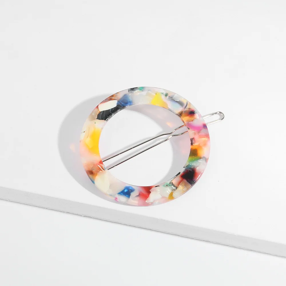 Vintage Tortoiseshell Acrylic Hairpins Women Round Hair Clips Hollow Geometric Barrettes Acetic Acid Girls Jewelry | Украшения и