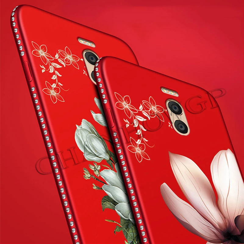 Рельефный мягкий чехол с 3D цветком для Meizu M6 Note матовый блестками и бриллиантами