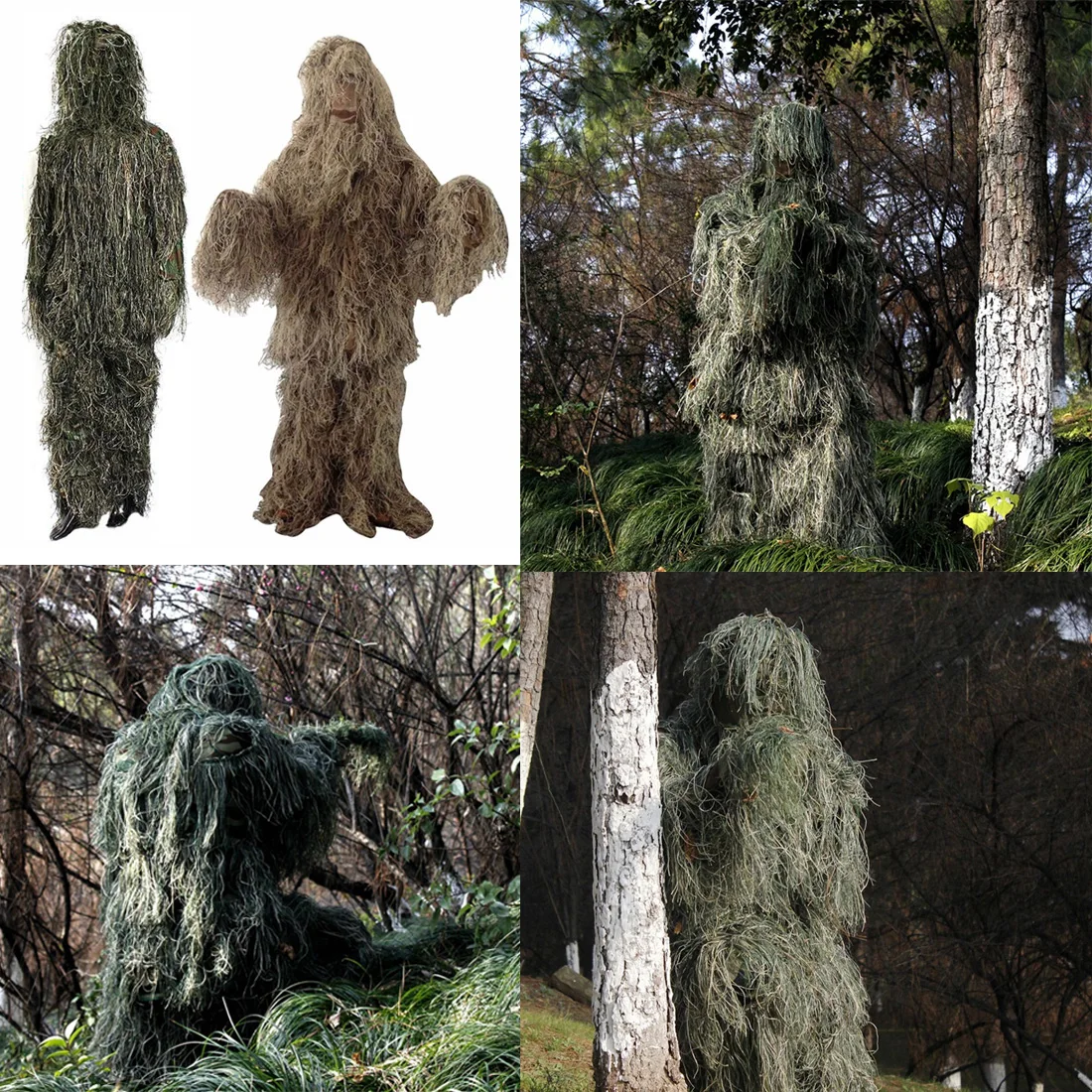 Горячая Регулируемый размер унисекс камуфляж костюмы лесной одежды Ghillie костюм для охоты армейский Военный Тактический снайперский набор