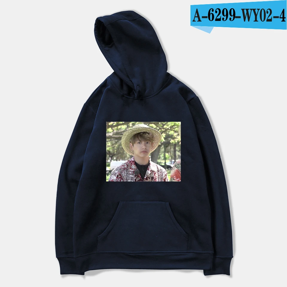 Aikooki/женские весенние Гавайские толстовки Jungkook для девочек и мужчин; худи в стиле Харадзюку; повседневная мужская одежда размера плюс - Цвет: Navy Blue