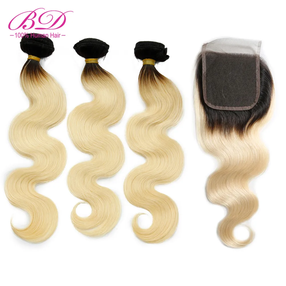 BD HAIR 1b/613 человеческие волосы блонд с темными корнями Омбре пучки застежкой