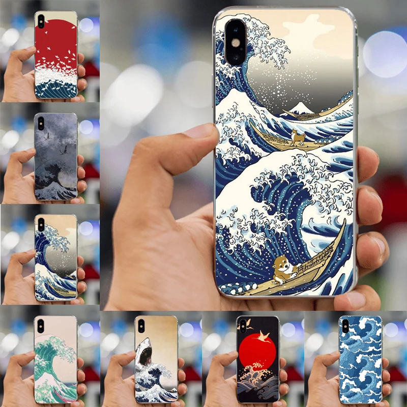 Для iphone XS Max Case Wave Art японский зеленый Ил Coque чехлы для телефонов iPhone 8 7 6 6S Plus X 5 5S SE 5C
