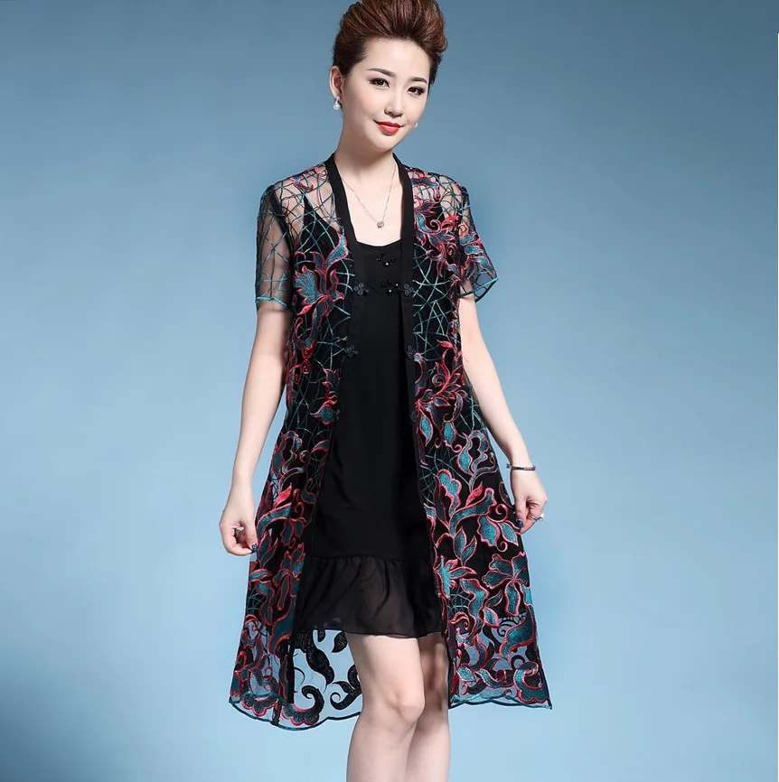 Новинка 2017 женское летнее платье в китайском стиле с цветочной вышивкой