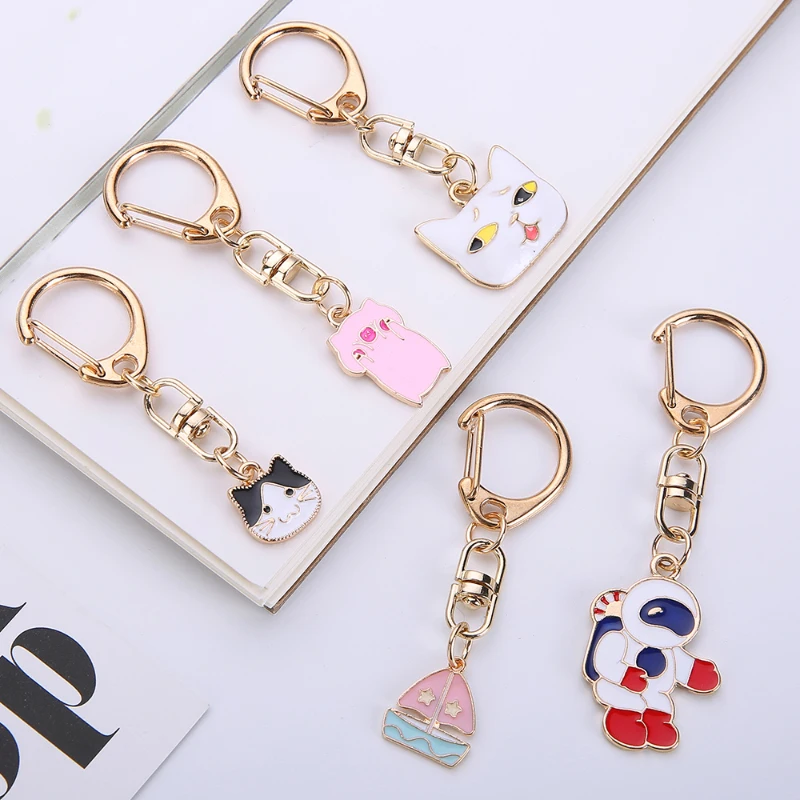 Flyingлес милый мультфильм мини свинья и кошка астронавт брелок для автомобиля