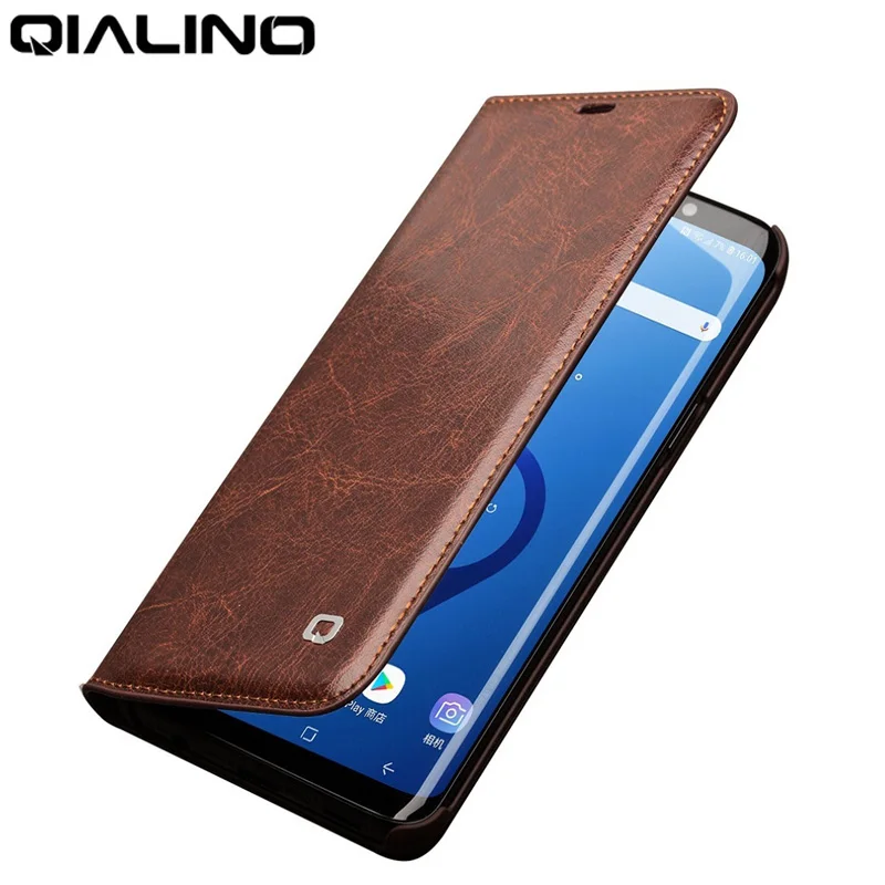 QIALINO для Galaxy S9 Plus Samsung флип-чехол из натуральной кожи чехол-кошелек мобильного