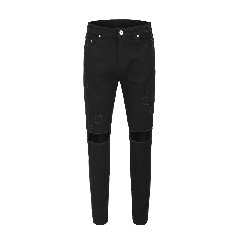 

kanye west represent mens european clothing slp men light black Hole zipper jeans star destroyed ripped skinny distressed jeans
