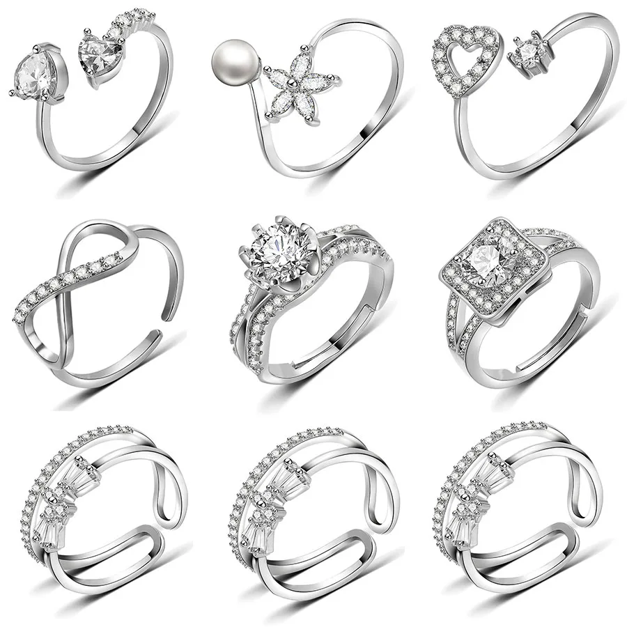 Женское регулируемое кольцо в форме сердца модное свадебное с кристаллами Forever