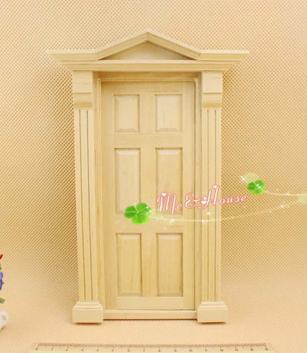 

MINI Doll house Mini furniture decoration accessories white blank plain six grid solid wood door