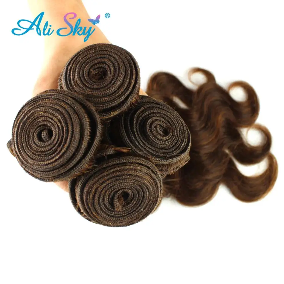 Alisky предварительно цветные перуанские волнистые волосы для тела 4 # светло