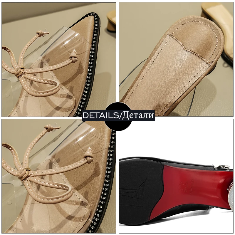 ISNOM/женские тапочки со стразами на низком каблуке Летние дизайнерские Шлепанцы