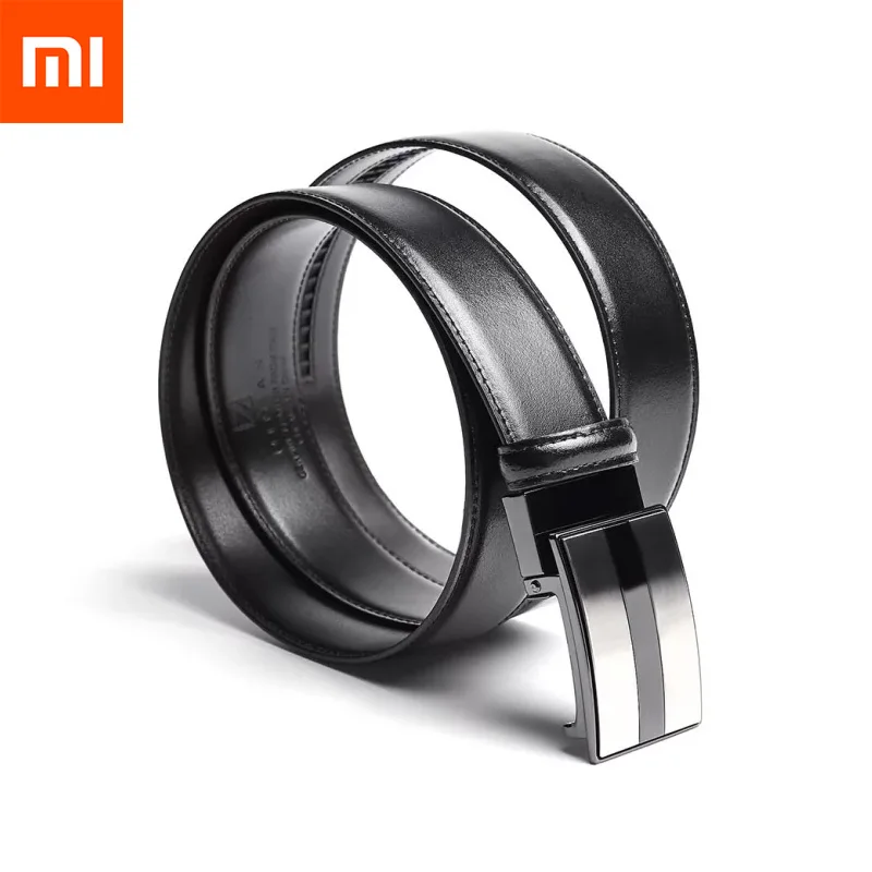 Xiaomi Qimian, деловой черный итальянский кожаный автоматический ремень с пряжкой, общий размер, длина 120 см, роскошный мужской ремень из натуральной кожи - Цвет: style 1 120 CM