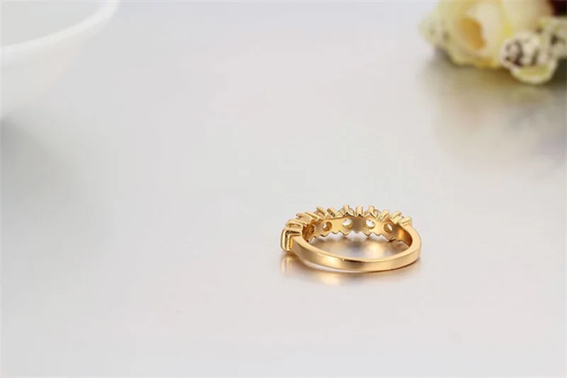 Новый дизайн прозрачный кубический цирконий CZ желтое золото цвет для помолвки