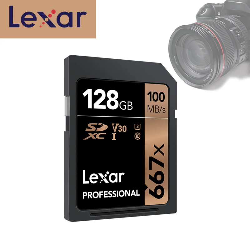 Оригинальная профессиональная SD карта памяти Lexar 667x128 ГБ U3 класс 10 SDXC флэш-карты 100