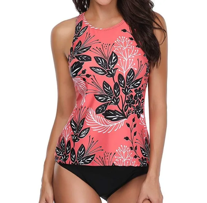 Купальник женский с чашками пуш ап и цветочным принтом|Комбинезоны| |