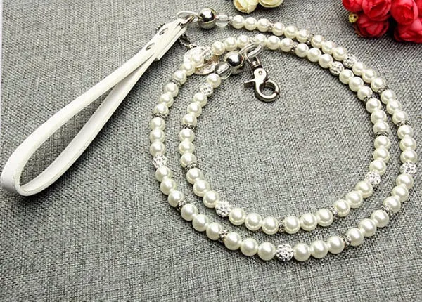 1 шт. собак кошек Модный жемчужный поводок собачка роскошный буровой шарик для