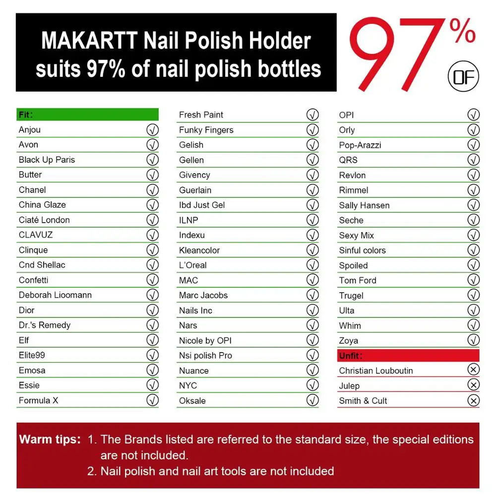 MAKARTT профессиональный держатель лака для ногтей для 60 бутылок с большим раздельным отделением для инструментов F0683