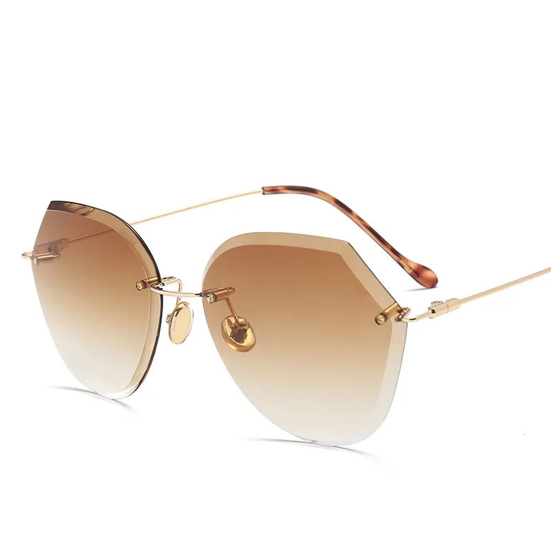 Женские солнцезащитные очки без оправы с градиентными линзами|brand designer sunglasses|brand