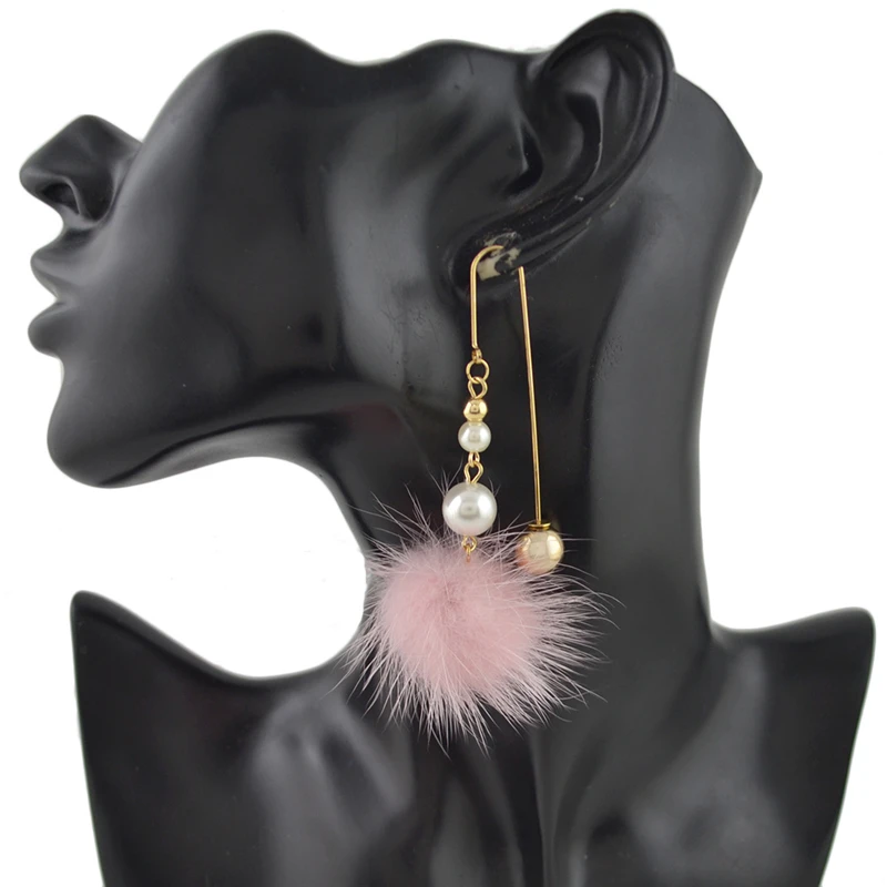 Розовый чешские золотой сплав крюк жемчужные пушистый комочек падение Длинные