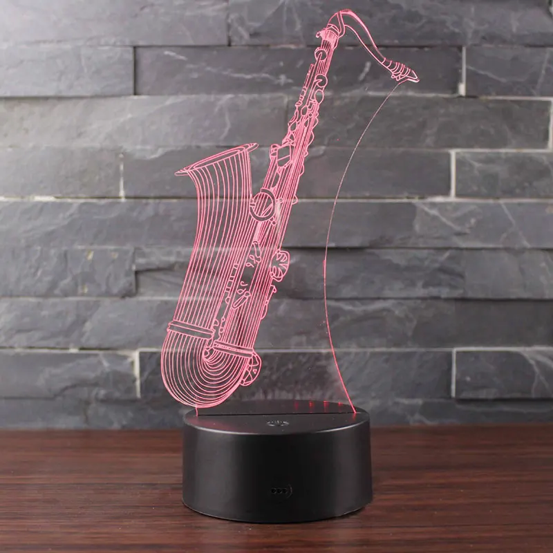 Музыкальный инструмент саксофон тема 3D лампа светодиодный светильник 7 цветов