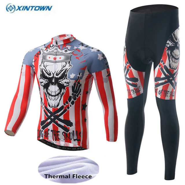 Зимние теплые флисовые вело Джерси XINTOWN велосипедный комплект с длинными