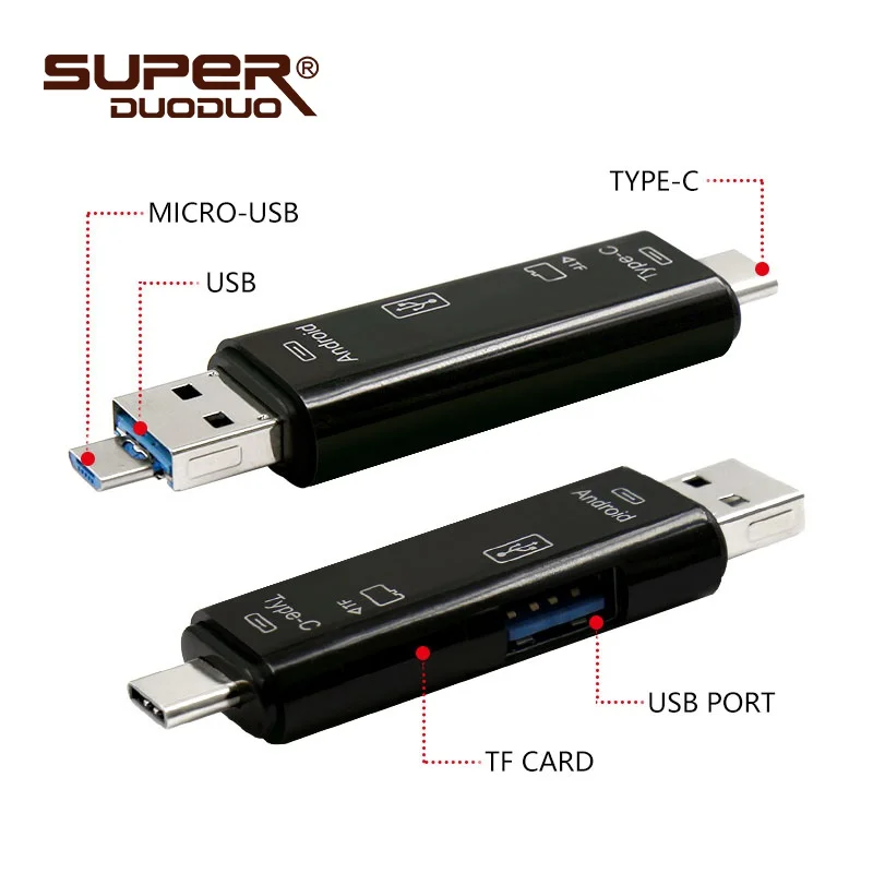 USB 3 0 в 1 картридер Type C Micro флеш накопитель адаптер Коннектор высокоскоростной TF