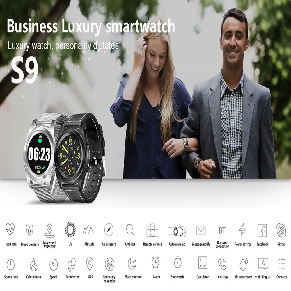 

Smart Watch Woman Man DTNO.I S9 Bluetooth Smartwatches Heart Rate Monitor Calculators Altitude Meter Passometer For IOS Android