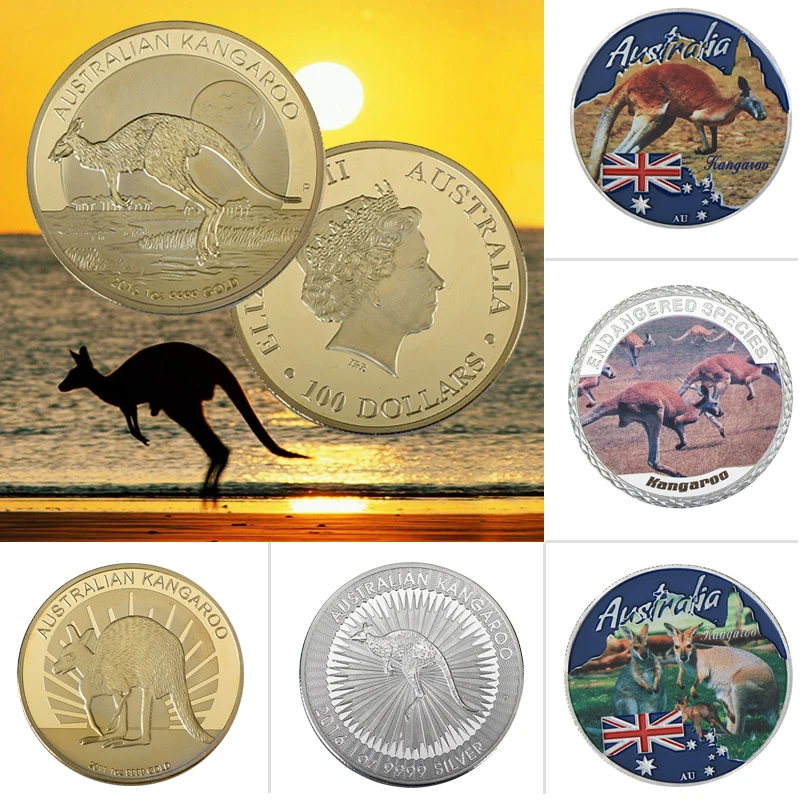 Значки Эмблемы австралийского кенгуру с серебряным покрытием монета Елизаветы II