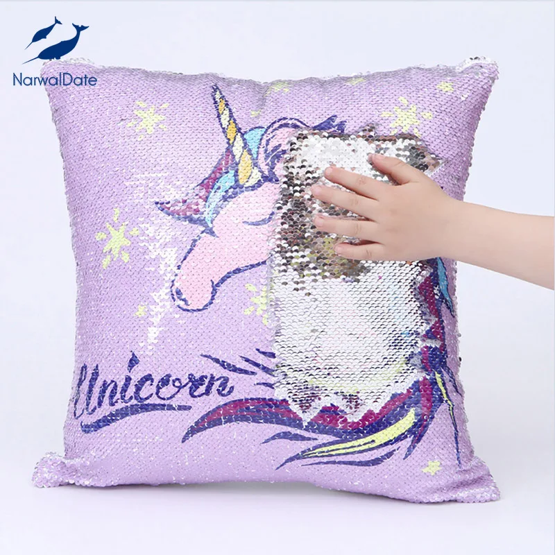 Bling Sequins Единорог наволочки, покрытия для подушек Decorativ рождественские подушки волшебный Хамелеон Русалка домашний Декор подарок