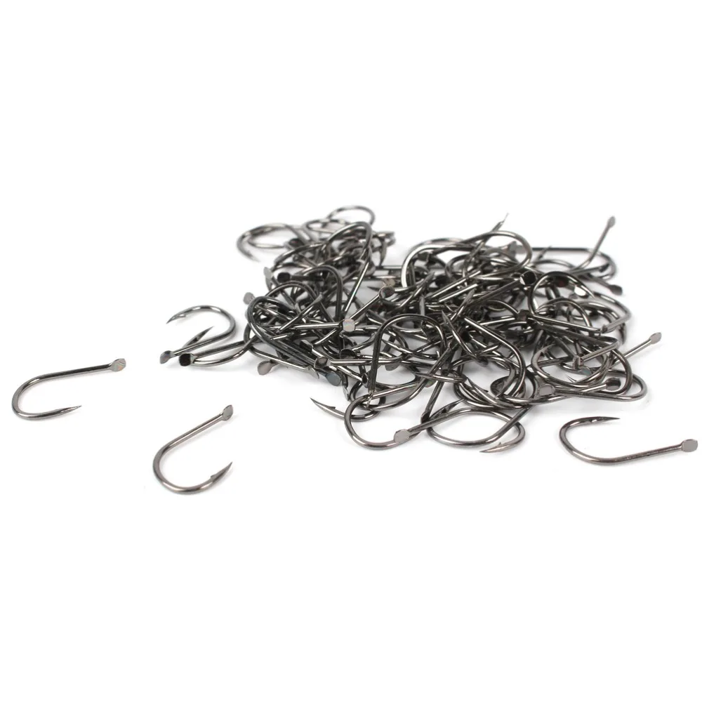 Anmuka 100pcs/box Carbon Silver/black Fishing Hooks 5#-12# Barbed Hook Winter Tackles Fish 31023 | Спорт и развлечения