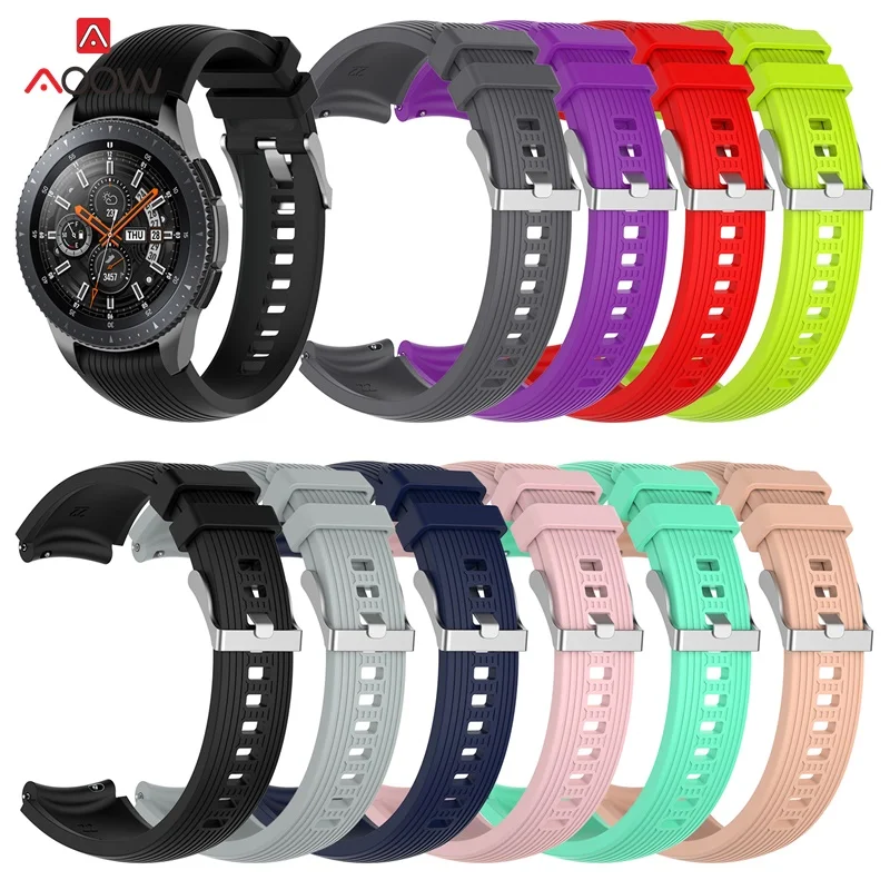 22 мм силиконовый ремешок для часов samsung Galaxy Watch 46 мм версия розовый черный полосатый браслет ремешок для SM-R800 gear Sport