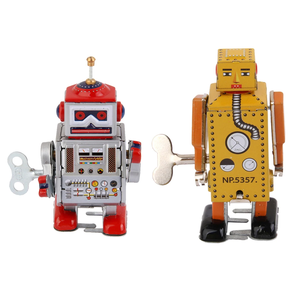 Ретро заводная жестяная игрушка MS406 & MS651 ходящая робот коллекционный