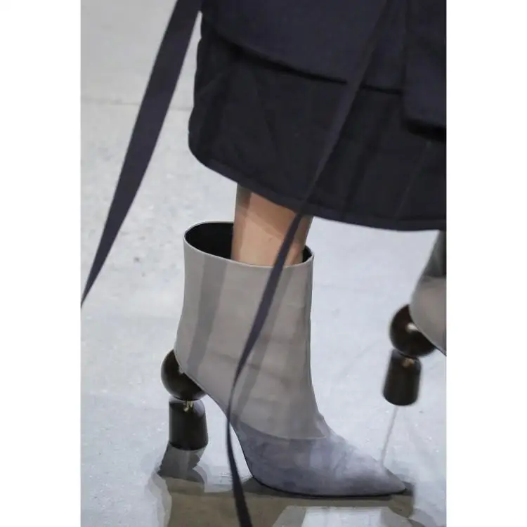 Botines mujer 2018 ботильоны для женщин на высоком каблуке с острым носком в необычном