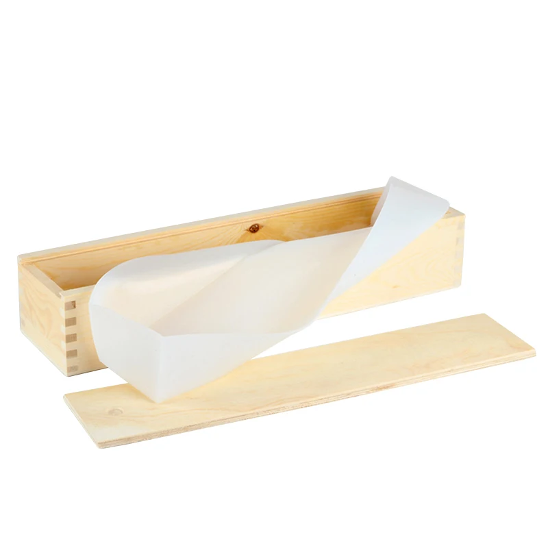 Силиконовая форма для мыла длинного размера в деревянной коробке прямоугольная