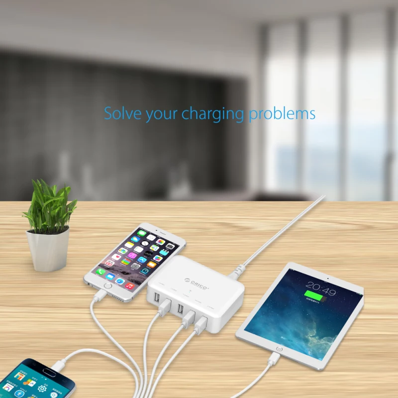 USB зарядное устройство ORICO с 5 портами портативное умное быстрое для путешествий