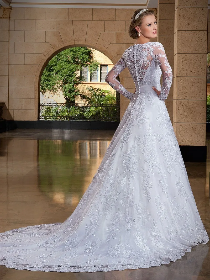 WUZHIYI Vestidos De Noivas V Neck Wedding Dresses Boho Lace Appliques Pleated A Line Bridal Gowns Custom Made Robe Mariee | Свадьбы и