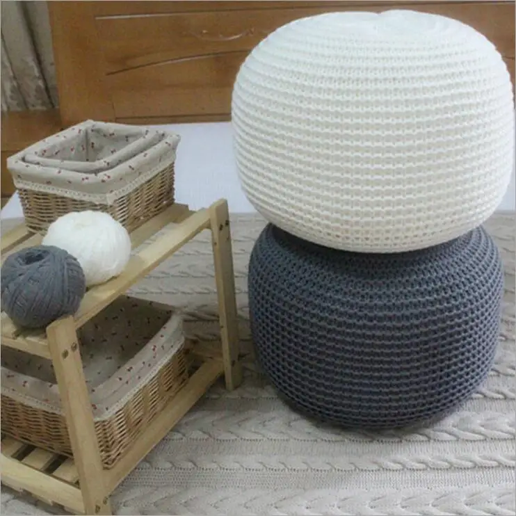 New Style Knitted  Woolen Round Cushion POUF