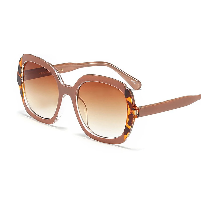 2 New Luxury Brand Designer Full-frame Square Sunglasses Leopard Gradient Tones Oversized Trend Cat Eye Sunglasses UV400 - Цвет линз: 2