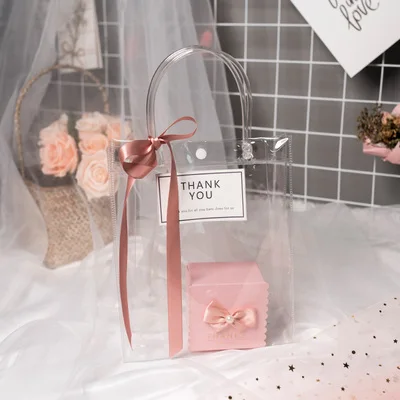 L Bags and Candy Box ПВХ Ясный Прозрачный сумка для подарка покупки желе рождественское благодарение Органайзер сумки подарочная упаковка с ручками коробки - Цвет: L Bags and Candy Box