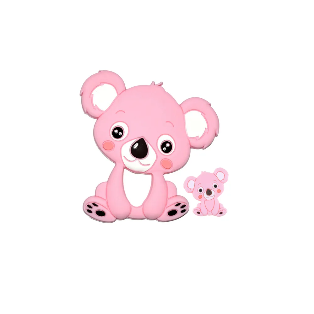 Happyfriends, 1 шт., Детские Прорезыватели, игрушки, милая Коала, BPA бесплатно, мягкая подвеска для кормления, Силиконовые Детские Прорезыватели для зубов, для ожерелья, соски - Цвет: Pink Teether Beads