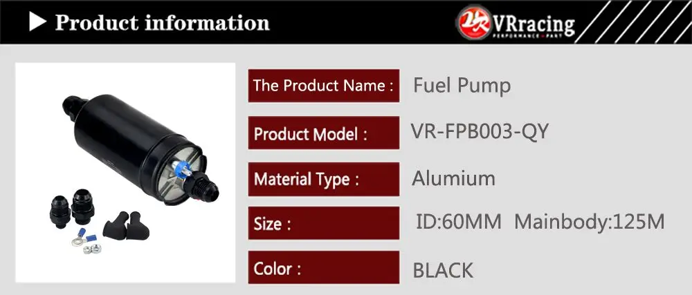 VRracing- PQY 380LPH встроенный внешний топливный насос 10AN на входе+ проверка Vavle 8AN на выходе фитинги E85 совместимый 044 стиль топливный насос