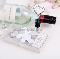 100pcslot party giveaway gifts for guest of zinc alloy heart wine stopper in white box wedding gift souvenirs fku68