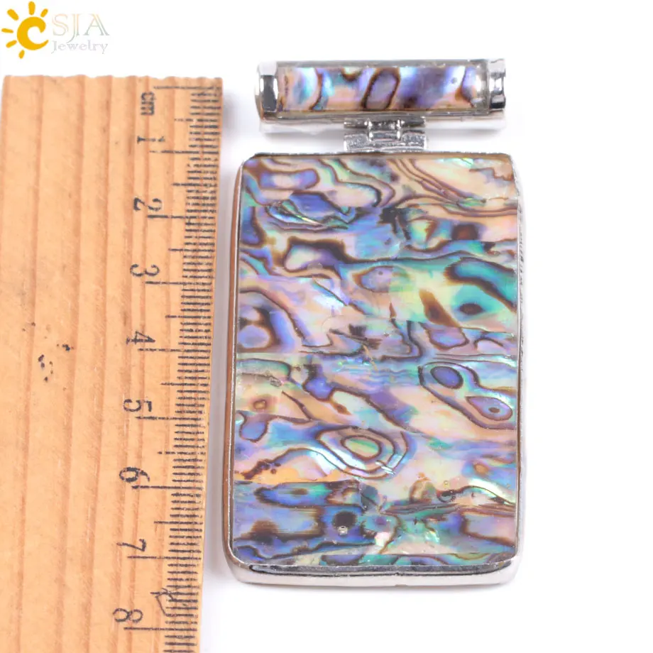 CSJA прямоугольник абалона Устрица Пауа ракушка маятник ожерелья подвески для