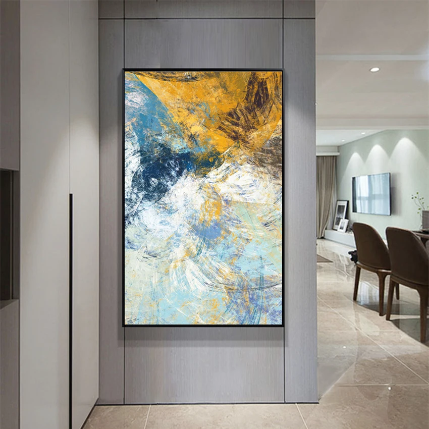 Современная абстрактная картина маслом в стиле ар деко на холсте Настенная для