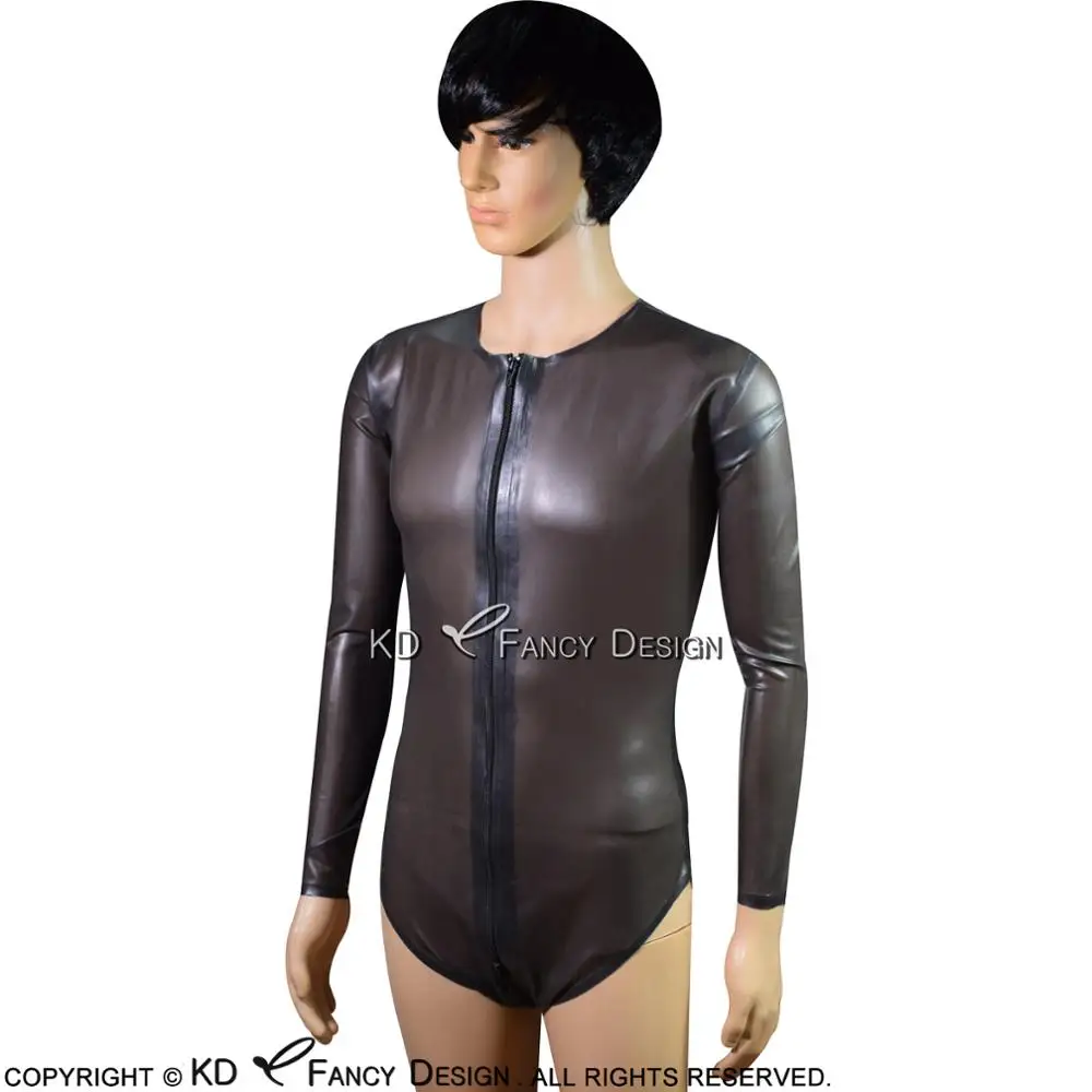 Прозрачный черный сексуальный купальник латекса с высоким вырезом на ноге